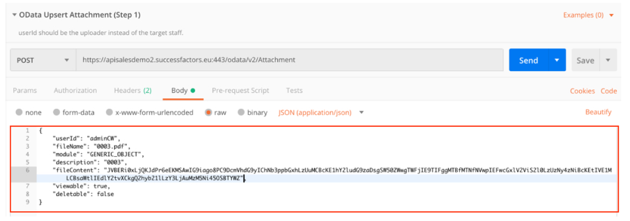 OData API – Step 1: Import file to Attachment entity (via Postman)